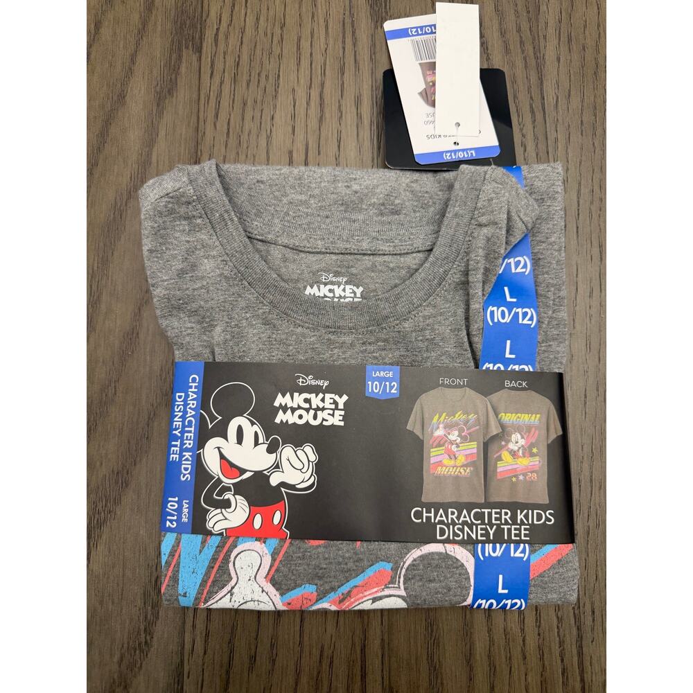 Disney Mickey Mouse Graphic Tee Kids Large 10/12 NWT Gray